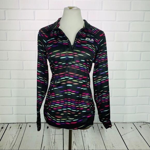Fila Sport Black Multicolored Half Zip Pullover - Medium - Picture 1 of 10